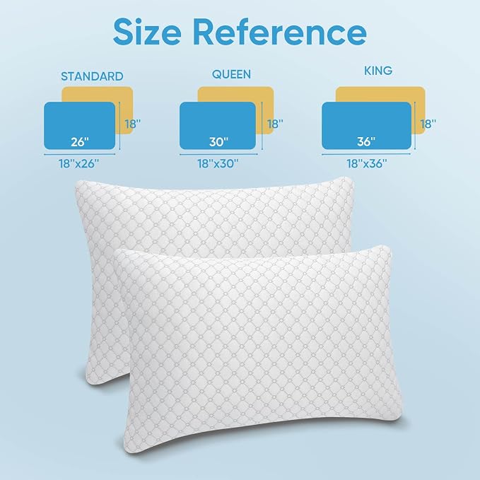 OAISZ Shredded Memory Foam Pillows, Cooling Bed Pillows Queen Size Set of 2 - Image 8