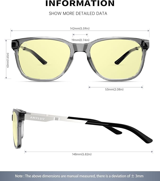 ANYLUV Blue Light Glasses for Men, Lightweight Computer Gaming Glasses - Image 3