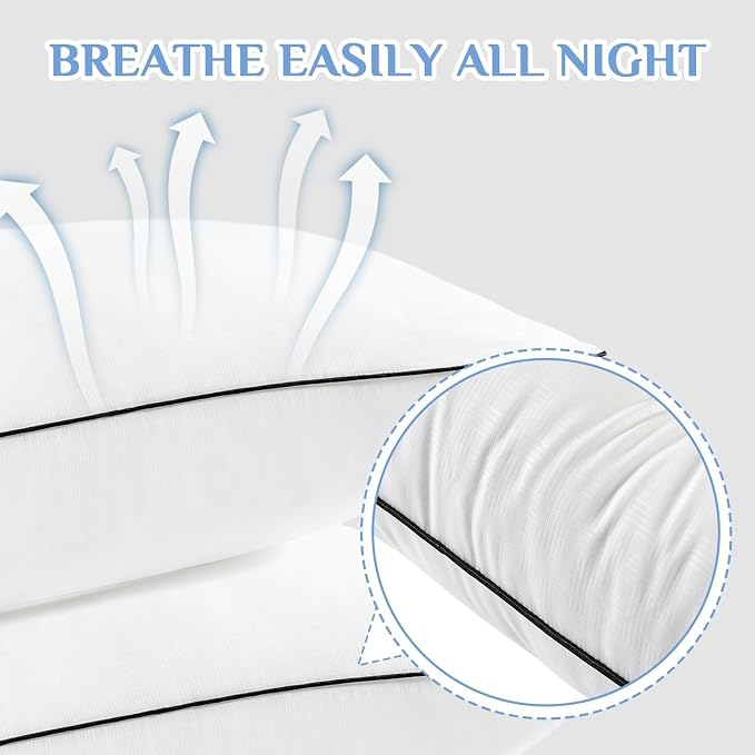 JOLLYVOGUE King Size Pillows Set of 2, Hotel Collection Bed Pillows - Image 5