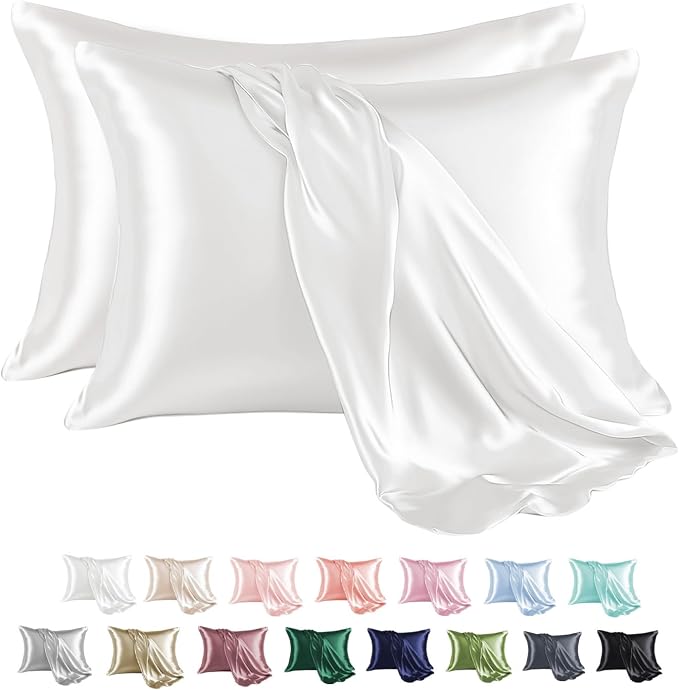 MR&HM Satin Pillowcase for Hair and Skin, Silk Satin Pillowcase 2 Pack by MRHM