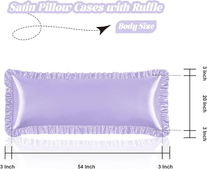Homiest Ruffle Satin Body Pillow Cover, Silky Satin Body Pillowcase - Image 3