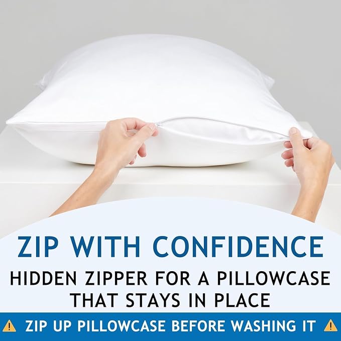 Pillow Cases - 100% Viscose Derived from Bamboo - Cooling Pillowcase - Queen - Image 3