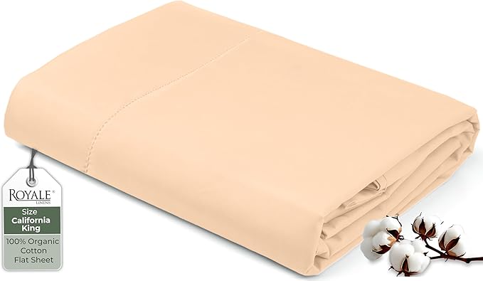 Royale Linen 100% Organic Cotton California King Flat Sheet Only by ROYALELINENS