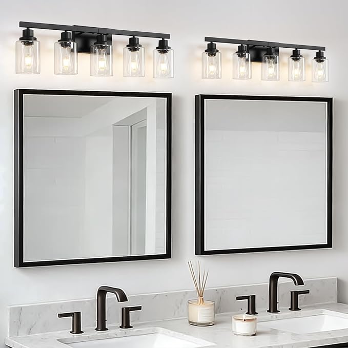5-Light Black Bathroom Vanity Light, Modern Vanity Lighting Fixture - Image 5