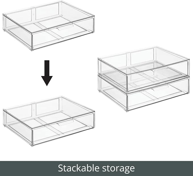 mDesign Wide Plastic Stackable Bathroom Storage Organizer Bin - Image 5