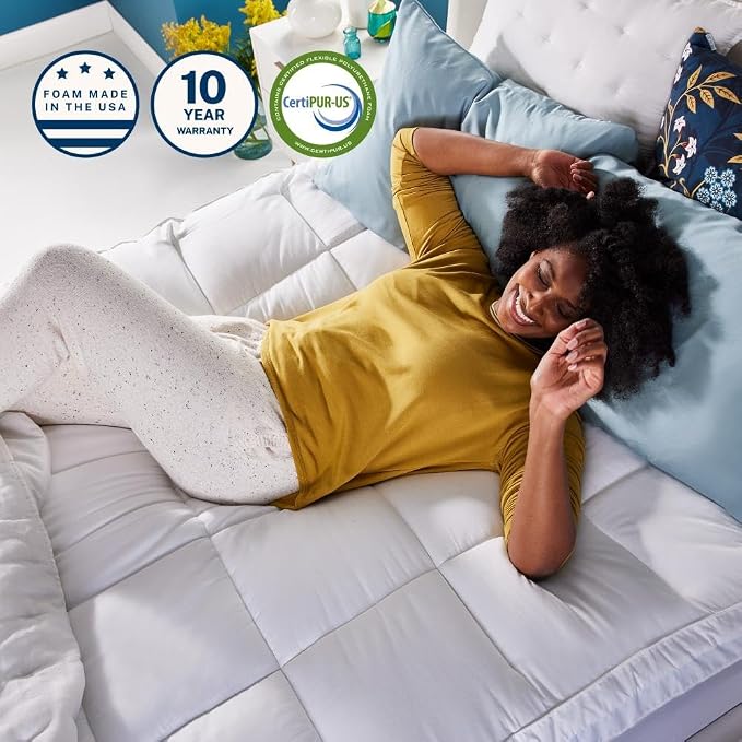 Sleep Innovations Dual Layer 4 Inch Memory Foam Mattress Topper, Queen Size - Image 7