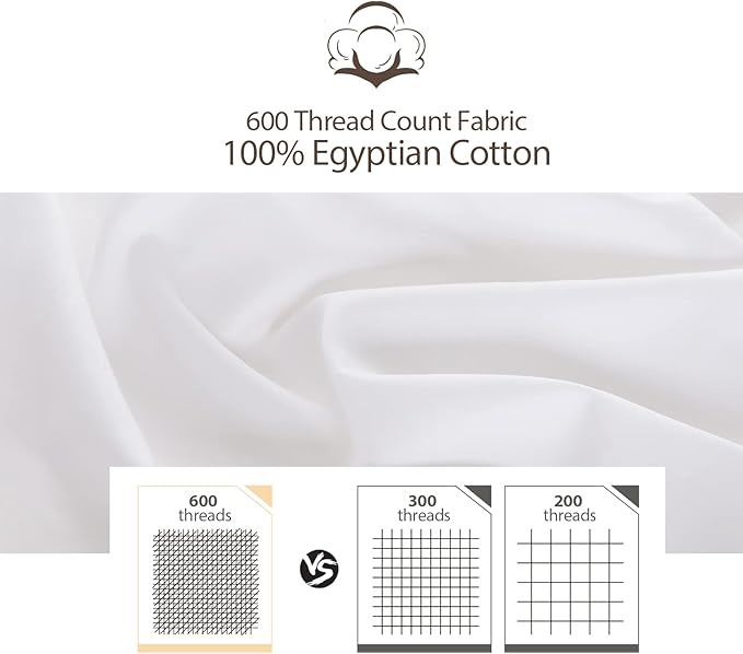 2-Pack 100% Egyptian Cotton Fitted Sheet TwinXL Size, 600 Thread Count Cotton - Image 9