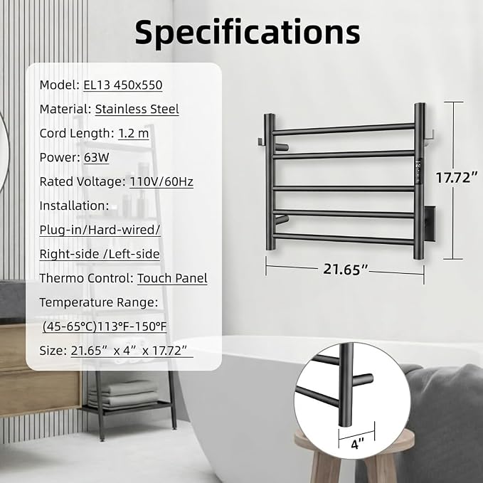 P&Dlusir Towel Warmer, Heated Towel Rack - Image 7