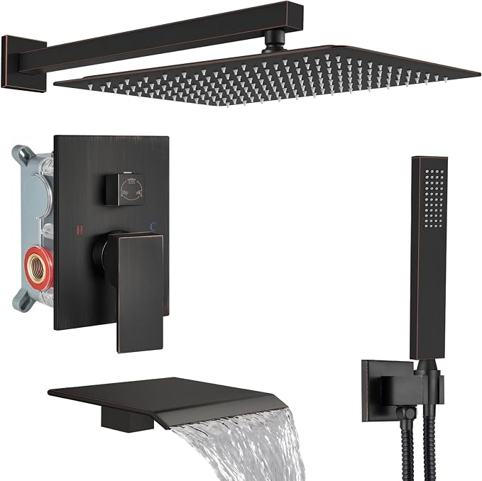 Midanya Shower System with Tub Spout, Bathtub Shower Faucet Set with Square by Midanya
