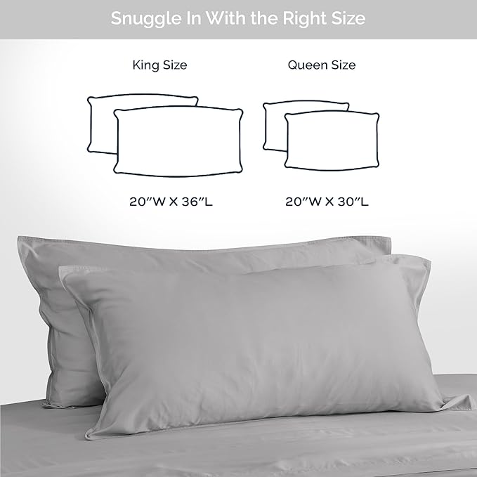 Pillow Cases Queen Size Set of 2 Pillowcases 100% Viscose from Bamboo Cooling - Image 6