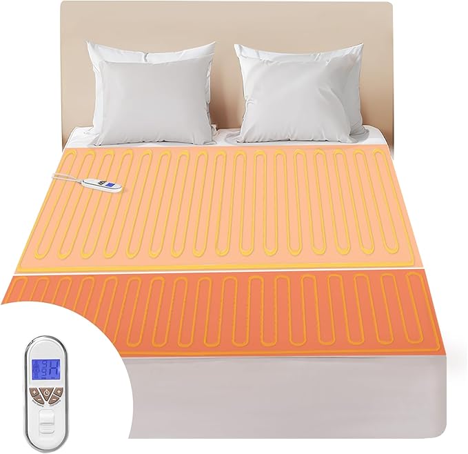 Bwarm Premium Multi-Zone Heated Mattress Pad Full Size, 9 Heat Settings by Bwarm