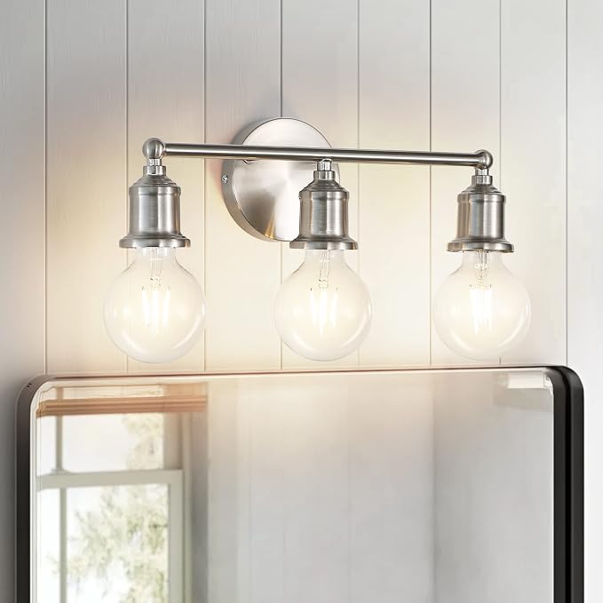 3-Light Vanity Light Fixture, Modern Brushed Nickel Wall Sconce Light Fixture - Image 8