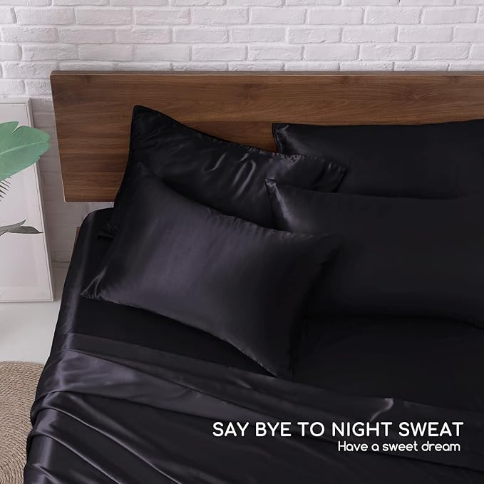 MR&HM Satin Bed Sheets, King Size Sheets Set - Image 5