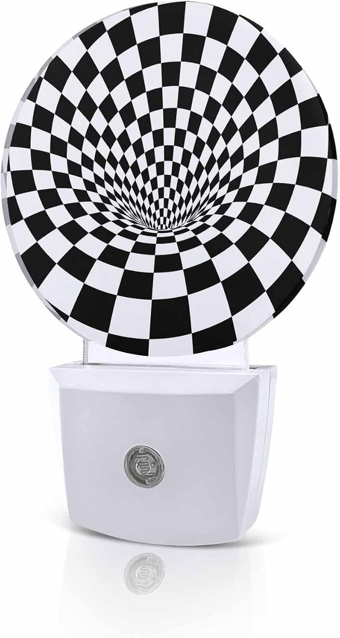 Night Lights Auto Sensor Black White Checker Night Light 3D Abstract Mosaic by Home+L6