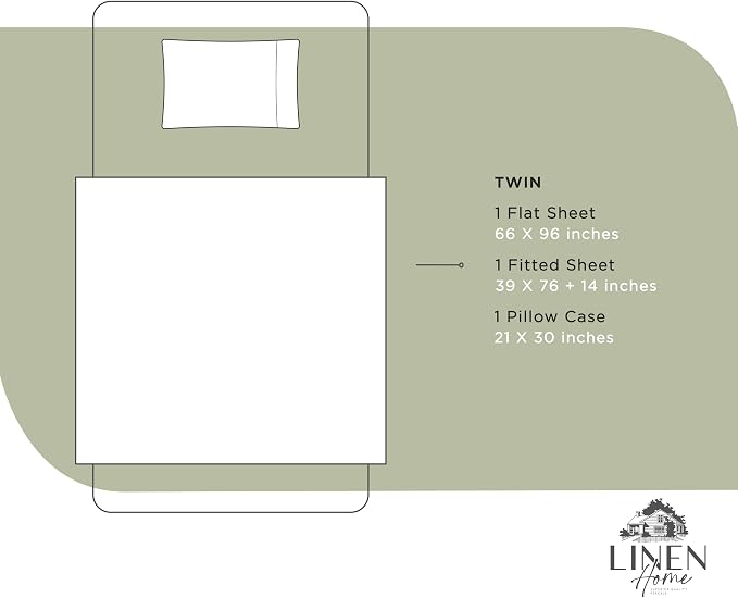 Linen Home 100% Cotton Percale Sheets Twin Size, Deep Pocket, 3 Pieces Set - Image 6