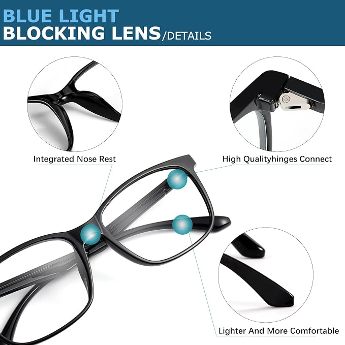Oilway Blue-Light Blocking Glasses Computer Reading/Gaming/TV/Phones Glasses - Image 6