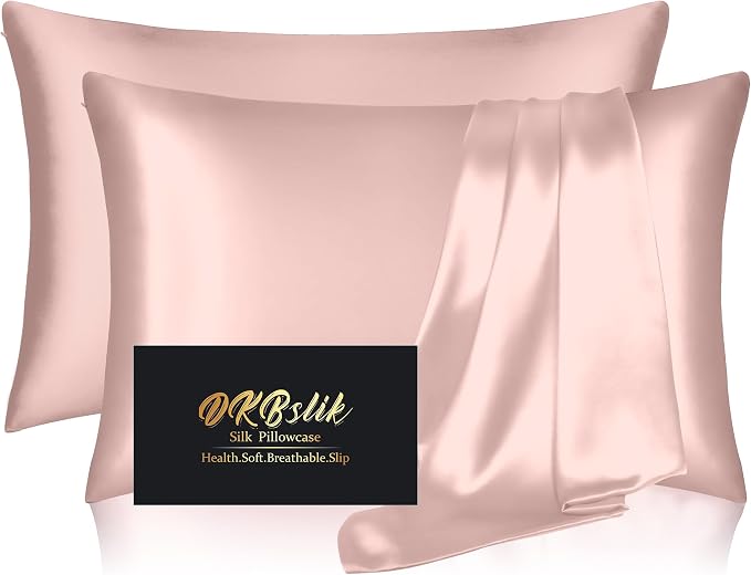Silk Pillowcase 2 Pack, Mulberry Silk Pillow Cases Queen Size Set of 2 by HOME