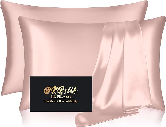 Silk Pillowcase 2 Pack, Natural Mulberry Silk Pillow Case, Anti Acne Silk by HOME