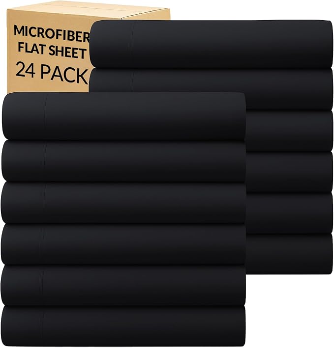 GOLD TEXTILES Twin Flat Sheet 24 Pack – Brushed Microfiber Top Sheets by GOLDTEXTILES