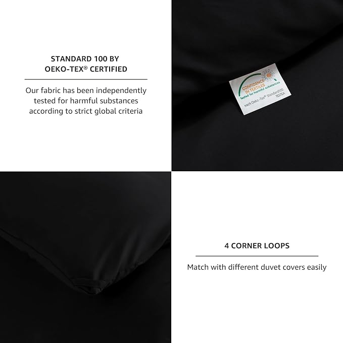 CozyLux Queen Comforter Set Black, 3 Pieces Solid Comforters Queen Size - Image 5