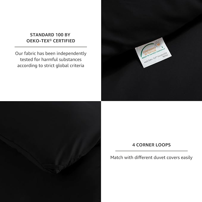 CozyLux Comforter Full Size Set Black, 3 Pieces Solid Lightweight Soft Bed Set - Image 5