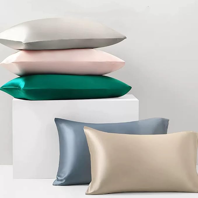 Beige Silk Pillow Cases with Zipper Made in USA, Real Silk Pillowcase - Image 5