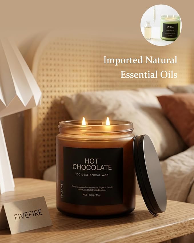 Hot Chocolate Home Scented Candles, 13oz Organic Soy Wax, 76-Hour Clean Burning - Image 6