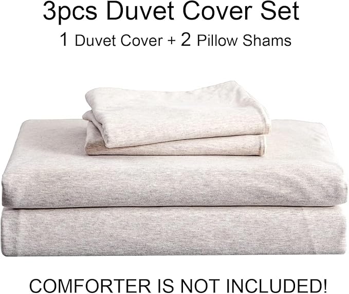 PURE ERA Jersey Knit Duvet Cover Set 100% T-Shirt Cotton Super Soft Comfy 3pc - Image 7