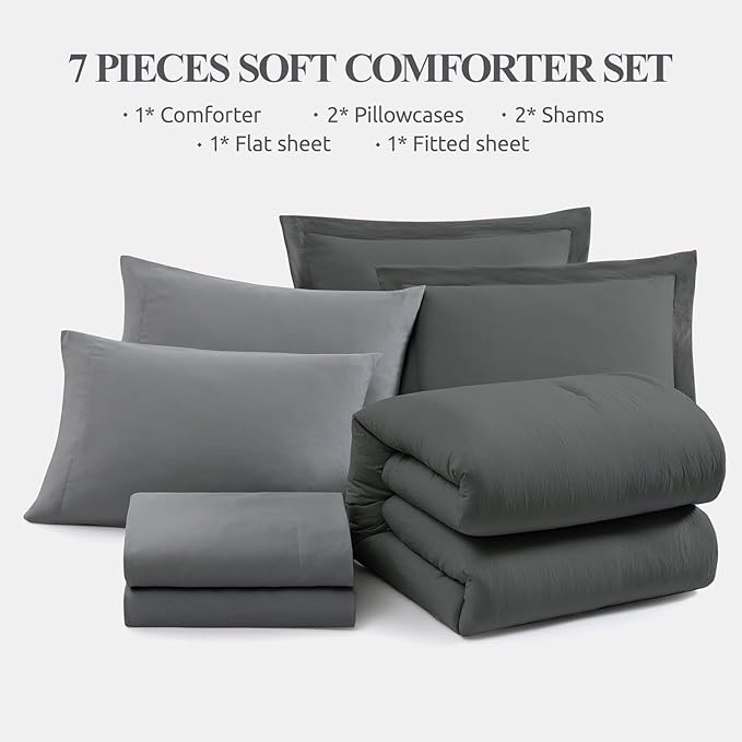 WRENSONGE Full Size Comforter Sets- 7 Pieces Soft Bed in a Bag - Image 8