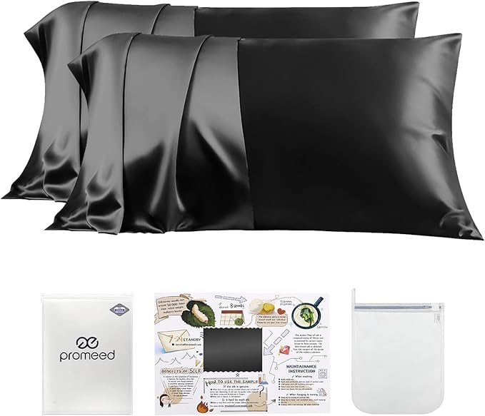 PROMEED 100% Mulberry Silk Pillowcase Set of 2, 23 Momme 3rd Gen Grade 6A+ 100% by PromeedTextile