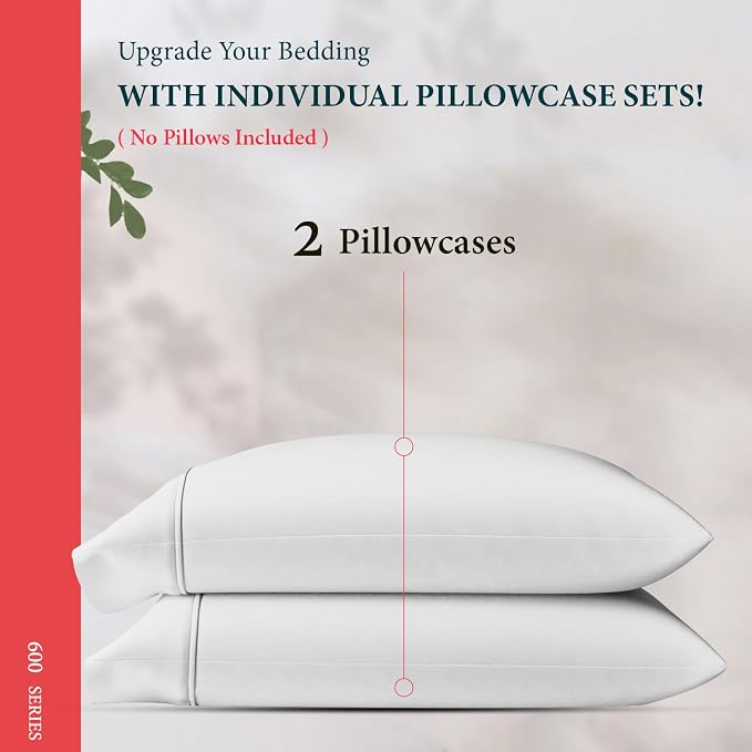 100% Egyptian Cotton Queen/Standard Pillow Cases Set of 2 - Image 3