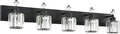 PRESDE 5-Light Crystal Bathroom Vanity Light Modern Matte Black Bathroom Lights by HOME