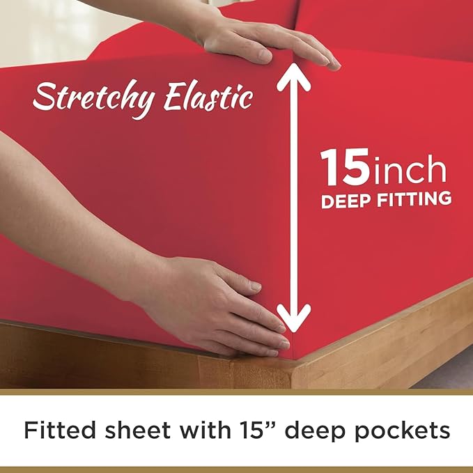 Ultra Soft Microfiber Full XL Fitted Sheets – 1800 Thread Count, Deep 15” Pocket - Image 3