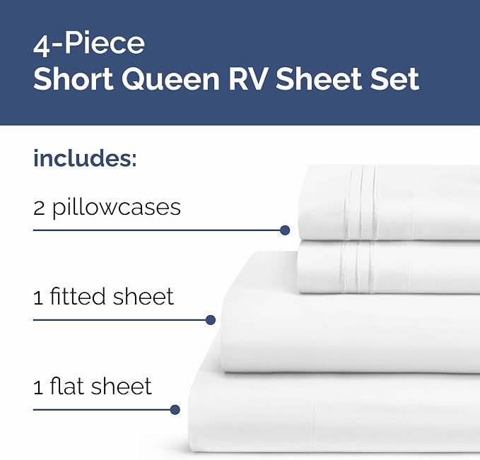 Short Queen Size 4 Piece Sheet Set - Image 2