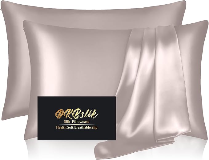 Silk Pillow Cases 2 Pack, Mulberry Silk Pillowcases Standard Set of 2, Anti Acne by HOME