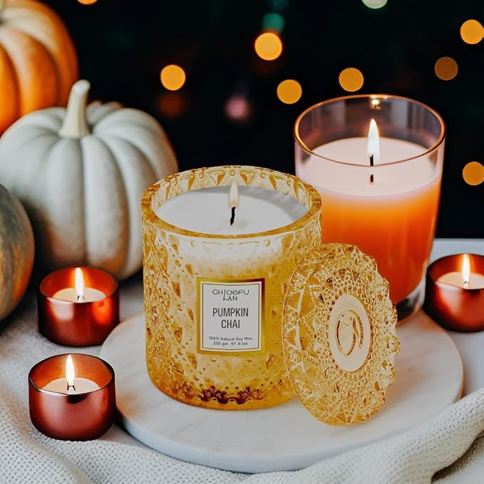 Chloefu LAN Pumpkin Chai Candles Halloween Candle Gift, Farmhouse Candles - Image 4