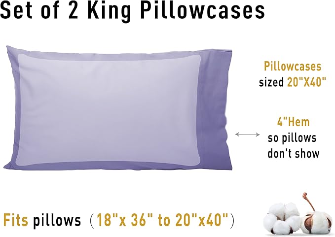 Sunflower King Pillowcases Set of 2, 100% Cotton King Pillow Cases 2, 20×40 - Image 8