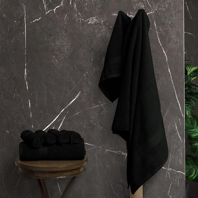 Avalon Towels Luxury 8 Piece Black Towels Set, 2 Bath Towels, 2 Hand Towels and - Image 4