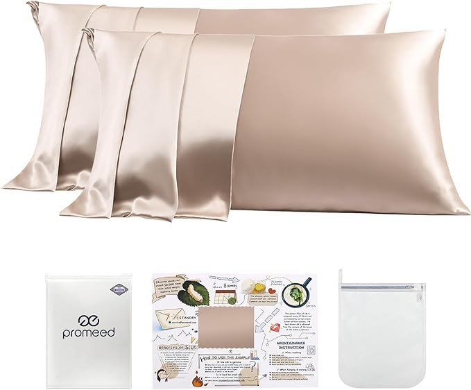 PROMEED 100% Mulberry Silk Pillowcase 2 Pack by PromeedTextile