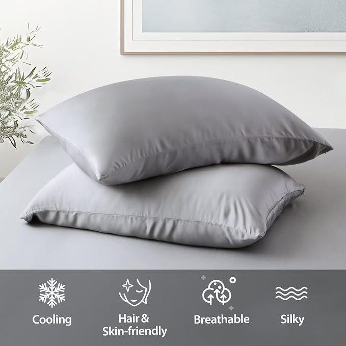 4 Pack Cooling Pillow Cases, Viscose Derived from Bamboo Pillow Protectors King - Image 5