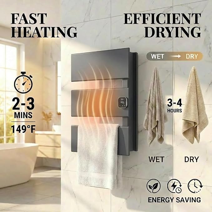 Electric Towel Warmer, Heated Towel Rack - Image 2