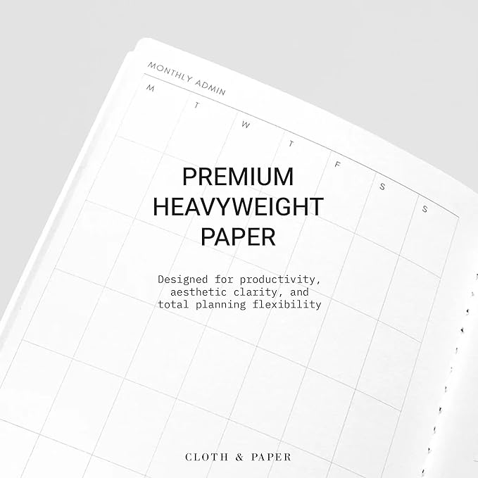 Cloth & Paper Travel Notebook | Monthly Admin – Lagoon | A5 Slim Monthly - Image 4