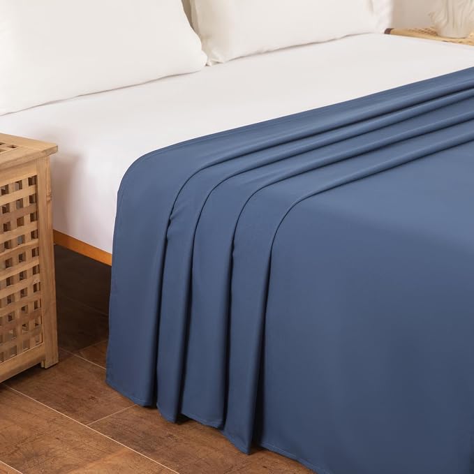 King Flat Sheet Only， 108x102Inch Dark Blue - Image 3