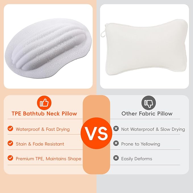 Small Bath Tub Neck Pillow, TPE Waterproof Suction Cups Bathtub Neck Pillow & - Image 5
