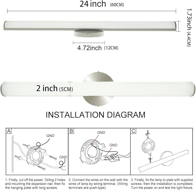 OOWOLF LED Bathroom Vanity Light 4Pack, 16W 24inch Bathroom Lights Fixture - Image 8