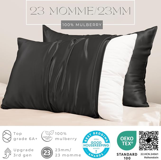 PROMEED 100% Mulberry Silk Pillowcase Set of 2, 23 Momme 3rd Gen Grade 6A+ 100% - Image 2