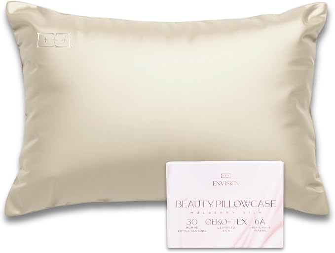 100% Mulberry Silk Pillowcase Infused by ENVISKIN