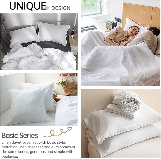 Simple&Opulence 100% Linen Duvet Cover Set 3pcs Basic Style Natural French - Image 7