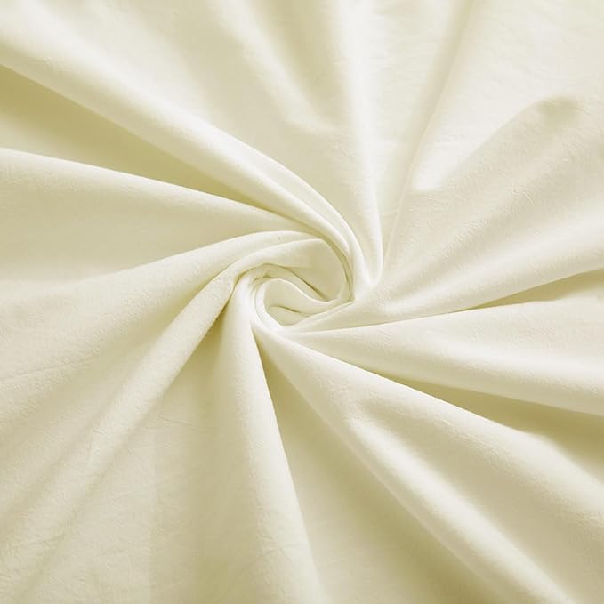 LOVQUE Cream White Cotton Duvet Cover Set, Linen-Like Natural Bedding Set - Image 6