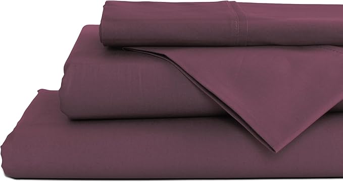 Linen Home 100% Cotton Percale Sheets King Size, Damson Berry, Deep Pocket by LINENHOME
